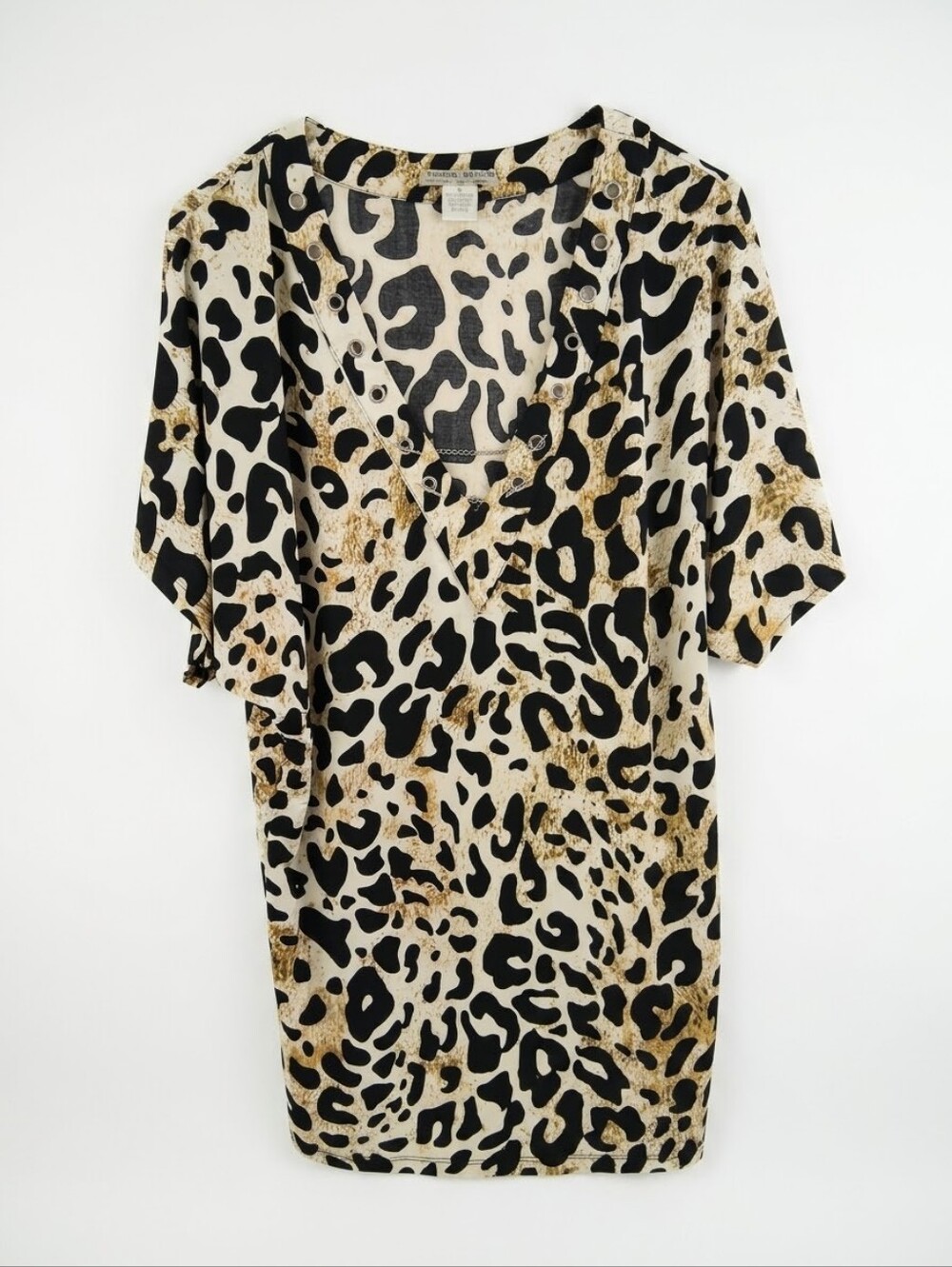 Alberto Makali Leopard Mini Dress with Grommet Neckline Size M